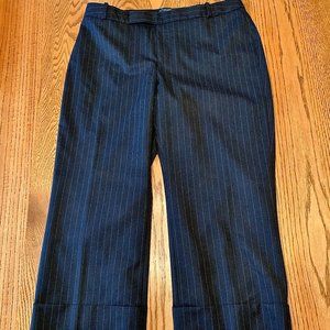 "Banana Rep" navy, pin-stripe, dress pants, wide leg, cropped, 12, like new